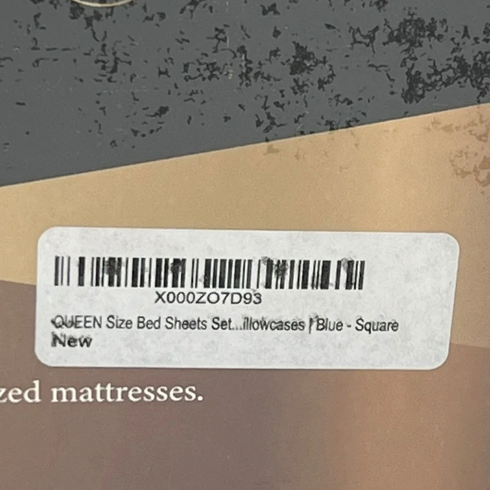 Cosy House Collection Queen Bed Sheets Blue 1800 Series Square Pattern New